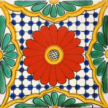Mexican Handpainted Tile Flor Pascua 1093